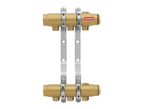 Bild av Onnline Steel manifold in brass for central heating 1 1/4 "circuits 4 with union nipples - 17299304