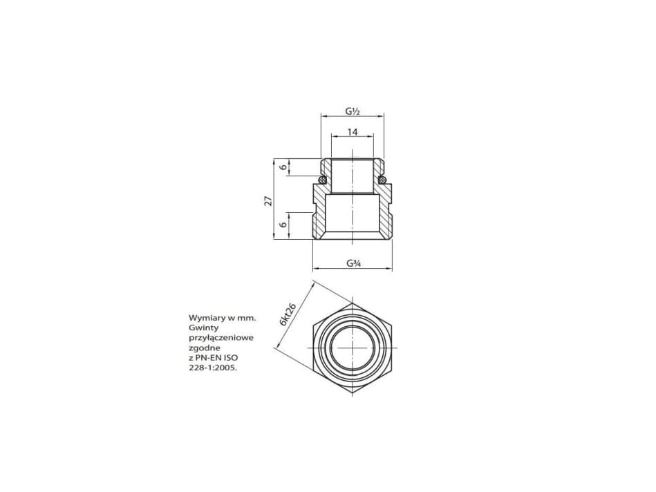 Perfexim Jakotukin nippa 1/2 "x 3x4" PN10 748 748