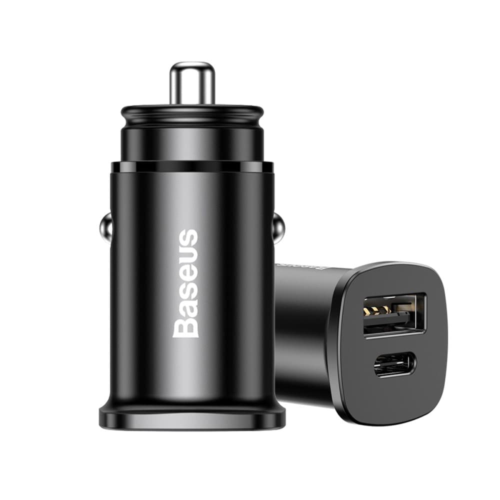 BASEUS PPS BS-C15C Smart biloplader USB-C PD + USB Quick Charge 30W - Sort