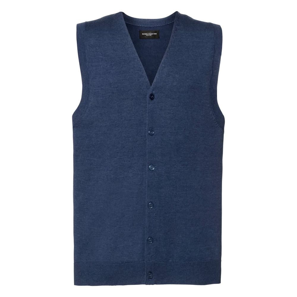Russell Mens Sleeveless Cotton Acrylic V Neck Cardigan