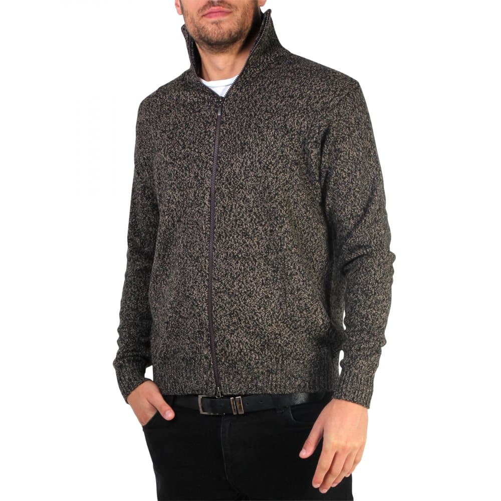 Krisp Mens Woollen Zip Up Funnel Neck Jumper