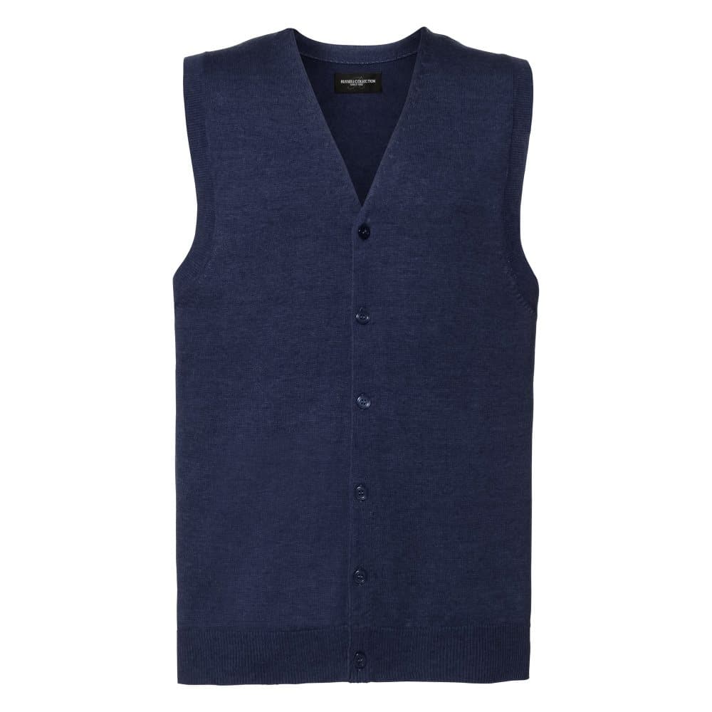 Russell Collection Mens V-neck Sleeveless Knitted Cardigan