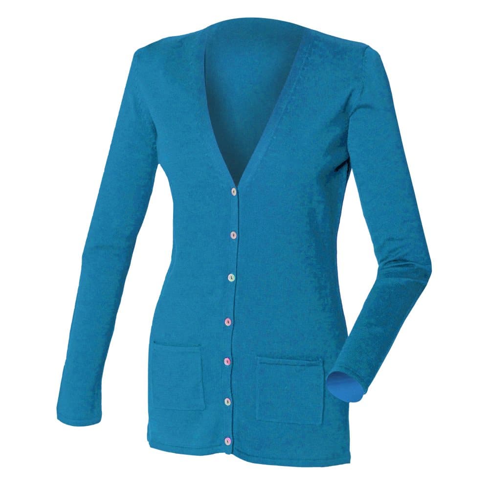 Henbury Damer / kvinnor med v-ringsknapp finstickad cardigan