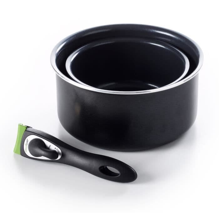 GREENCHEF Clickpan Magneto Diamond Sort sæt med 2 gryder - Ø 16/20 cm + Håndtag