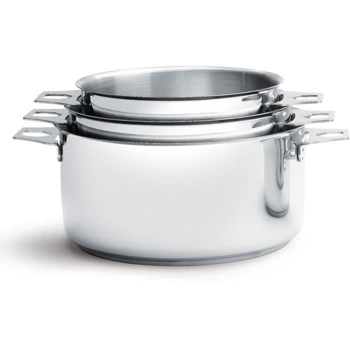DE KÖPARE - 3491.03 - Lot 3 kastruller - TWISTY COOKERS - Ø 16cm + 18cm + 20cm - Rostfritt stål