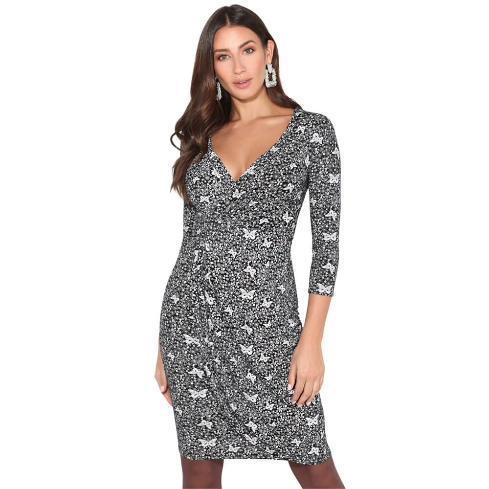 Krisp Womens/Ladies Cross Over Printed Midi Dress