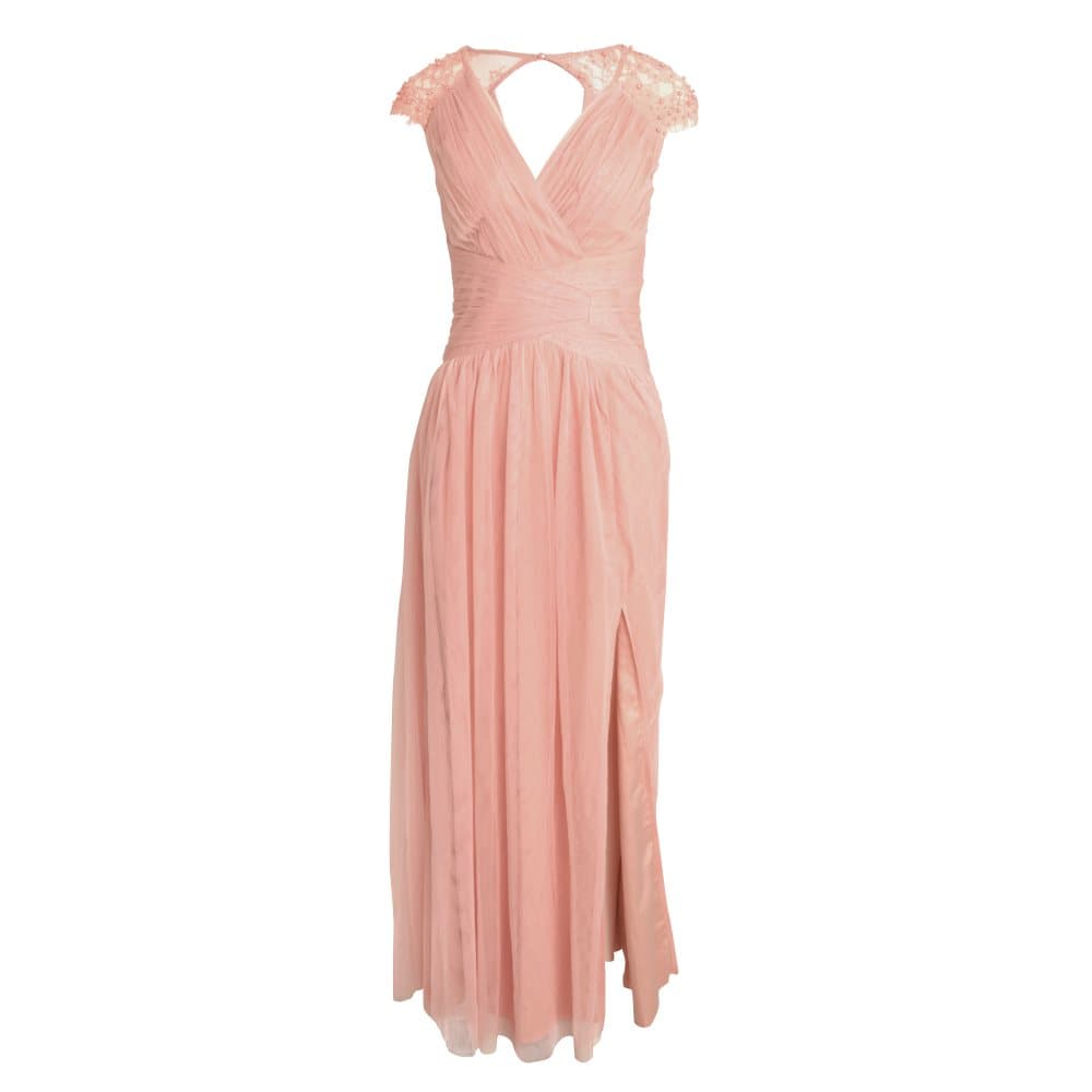 Little Mistress Womens/Ladies Gathered Pearl Tulle Maxi Dress