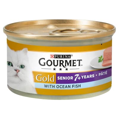 Gourmet Gold Senior Ocean Fish Complete Wet Cat Food Pate (12 Tins)