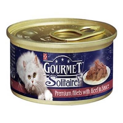 Gourmet Solitaire Slow Cooked Beef Wet Cat Food (12 Tins)