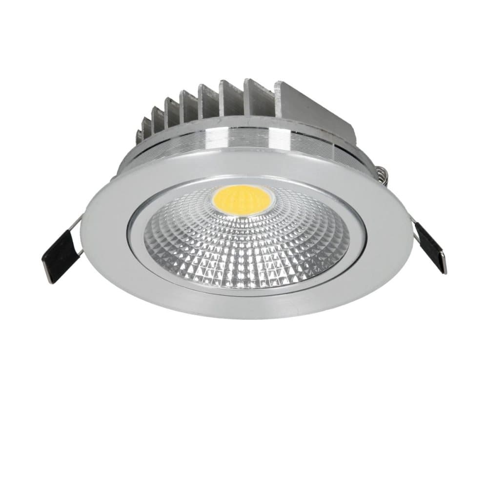 ECD Germany 1-Pack LED forsænket lys COB 7W 230V - sølv - aluminium - Ø 105 mm - 412 Lumen - neutral hvid 4000K - vinkel 60 ° - Forsænket loft pærer S