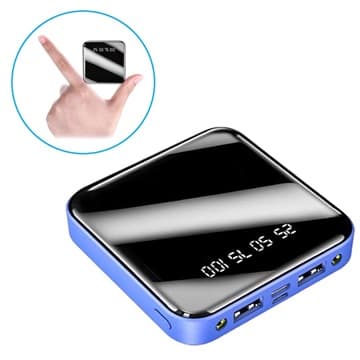 Mini Hurtig Powerbank 10000mAh - 2x USB - Blå