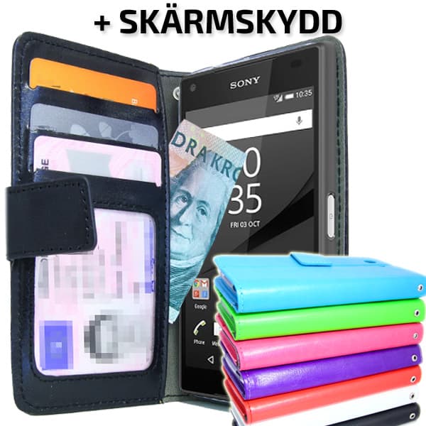 Sony Xperia Z5 COMPACT Plånboksfodral ID/Fotoficka + Skydd