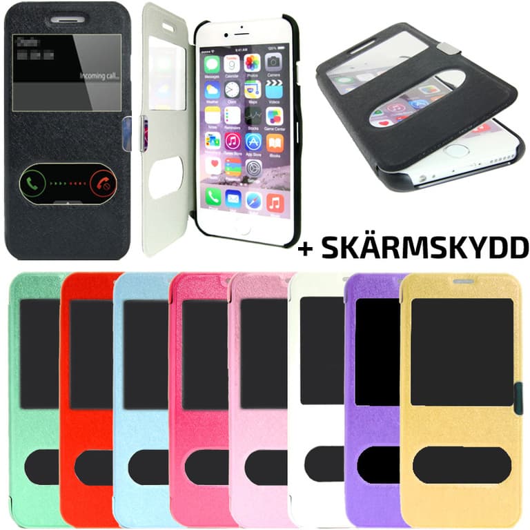 TOP 2i1 iPhone 5S / SE Flip Dual View Cover Magnetisk lås + Cover