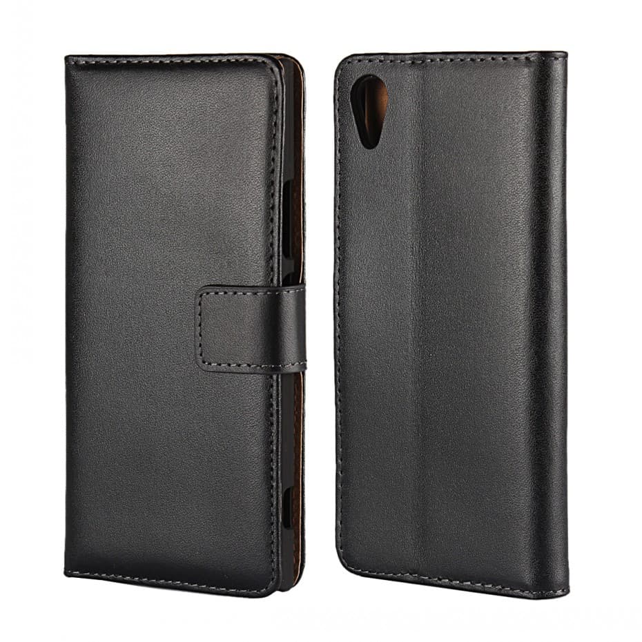 Sony Xperia XA1, wallet cover, ægte Læder, Taske/Pung