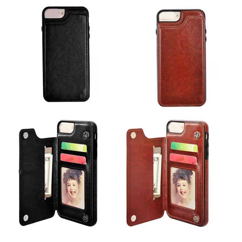 iPhone 6/6s skal med 3 kortplatser/ID-kort, konstskinn