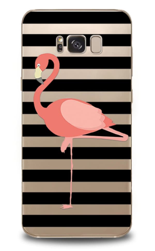 Samsung Galaxy S8 Mjukt & Genomskinligt med Flamingo & Ränder