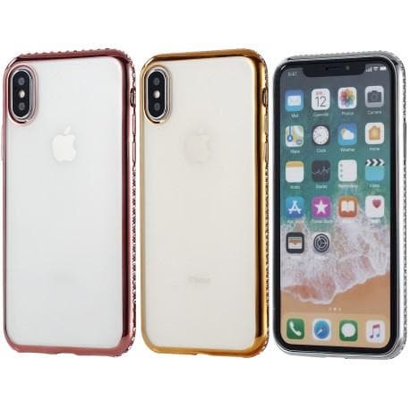 iPhone X eksklusivt støtdempende gummiveske med rhinestones