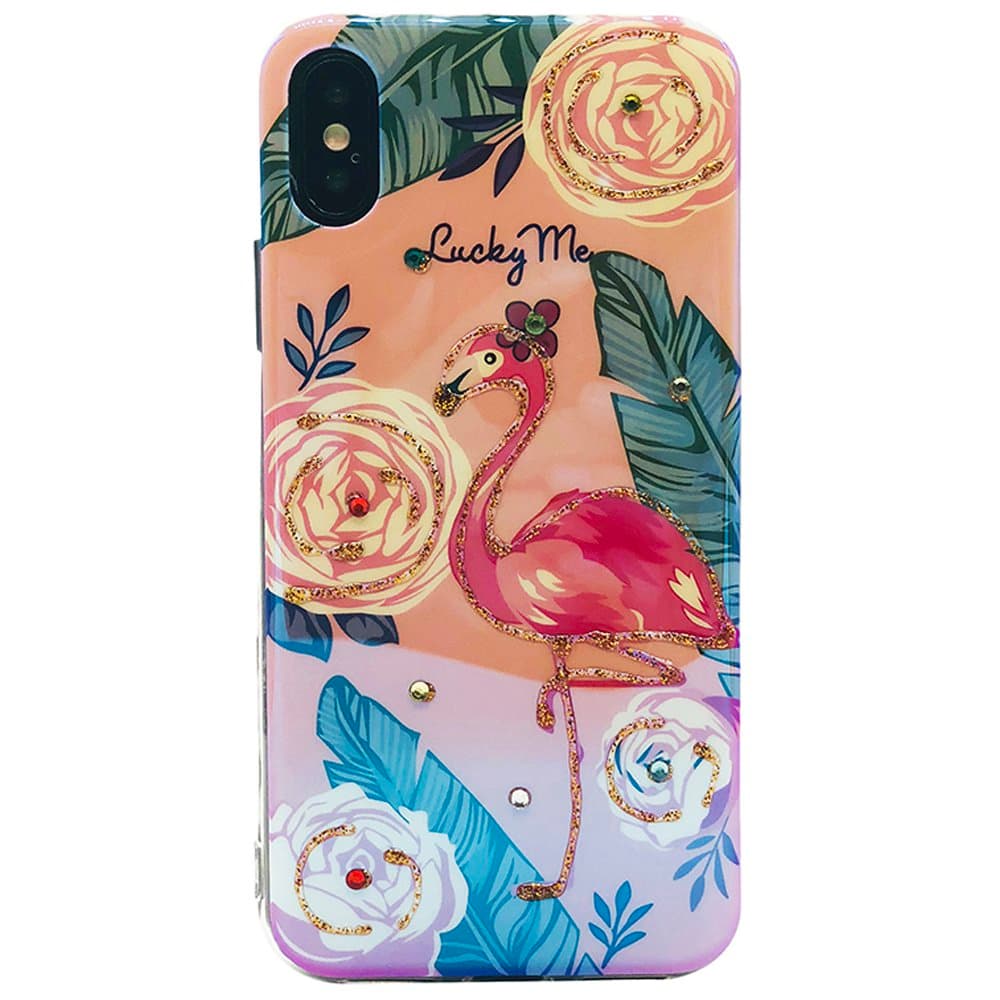 Skal i Retrodesign (Pretty Flamingo) till iPhone X/XS