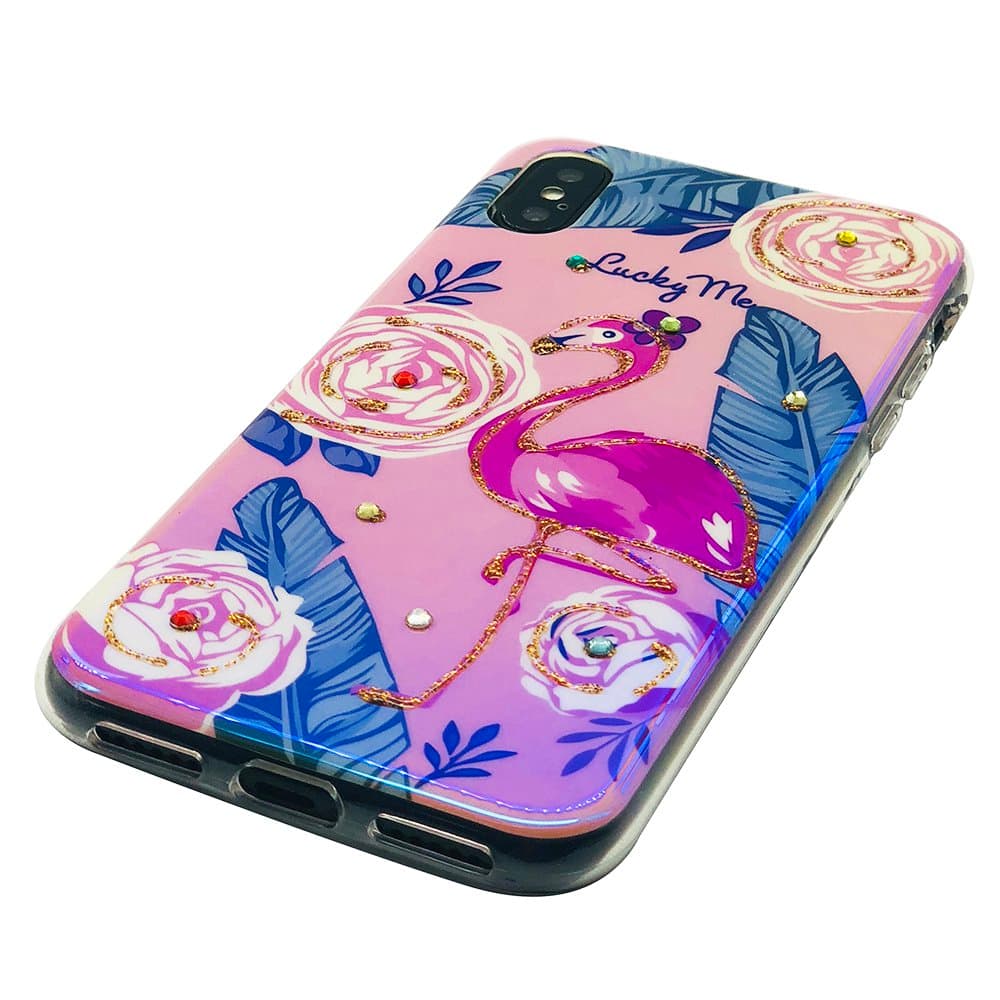 Skal i Retrodesign (Pretty Flamingo) till iPhone X/XS