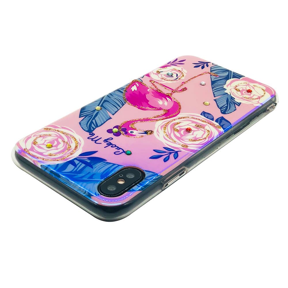 Skal i Retrodesign (Pretty Flamingo) till iPhone X/XS