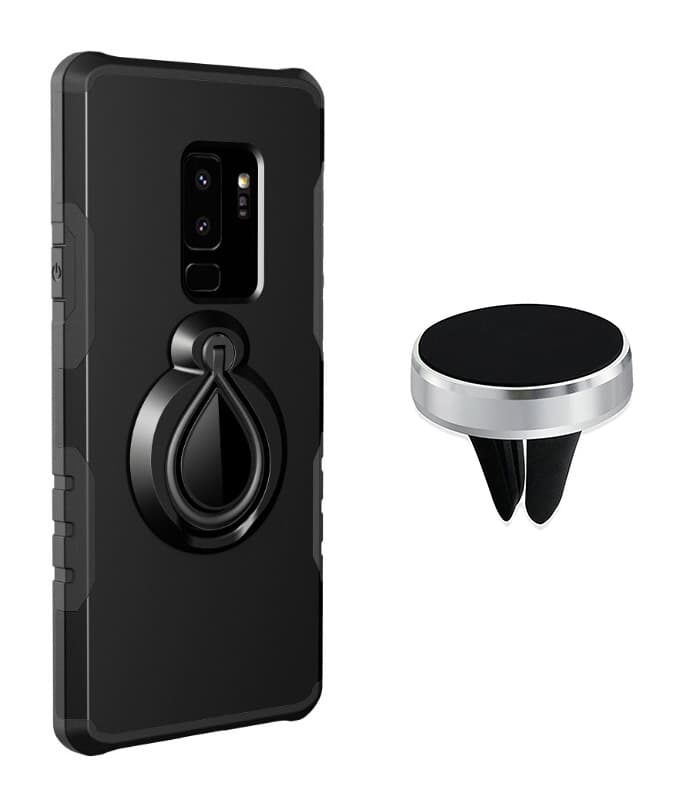 Matte black ring holder and car holder - Samsung Galaxy S9