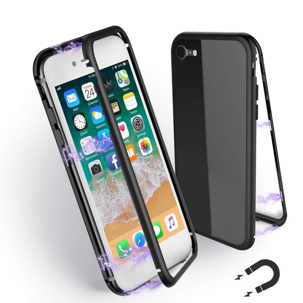 iPhone 7 / iPhone 8 Magnetisk deksel - Glass / metall svart