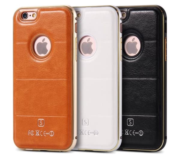iPhone 6/6S plus -Stilrent Läderskal Alu-ram UTFÖRSÄLJNING!