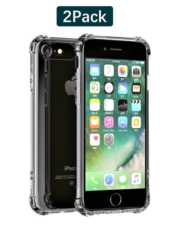 C4U® iPhone 8 +/ 7+ - 2-pak stødfast - Slank gennemsigtig taske