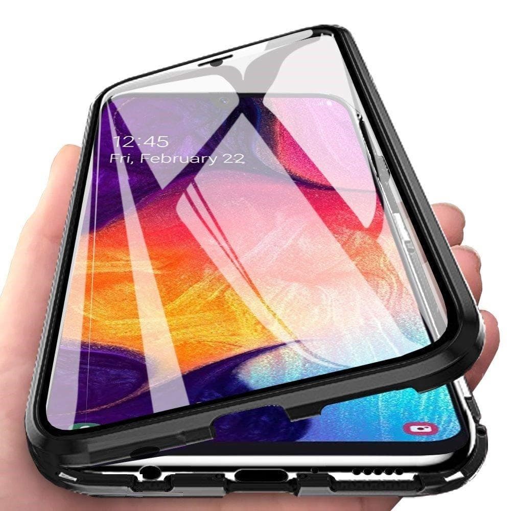 Magnetisk skall Samsung Galaxy A50 med skjermbeskytter - svart