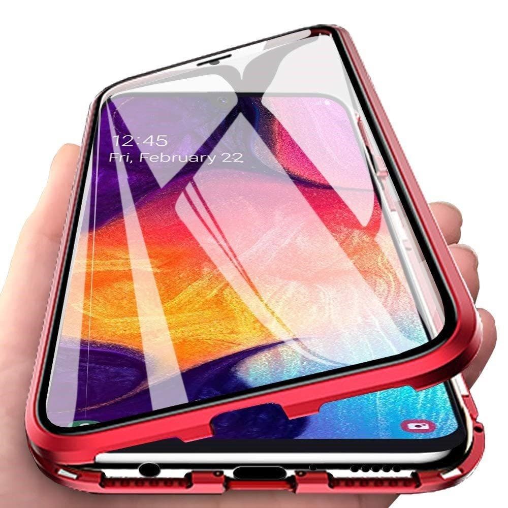 Magnetiskt skal Samsung Galaxy A70 med skärmskydd - röd