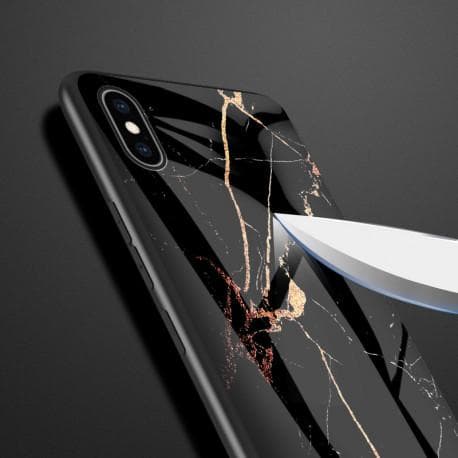 iPhone XS Max Marmorskal 9H Härdat Glas Baksida Glassback V2