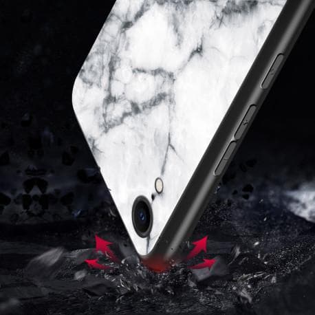 iPhone XR Marble Shell 9H hærdet glas bagside glas bagside V2