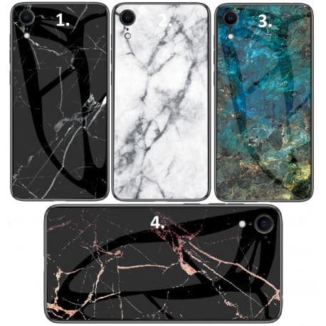 iPhone XR Marble Shell 9H hærdet glas bagside glas bagside V2