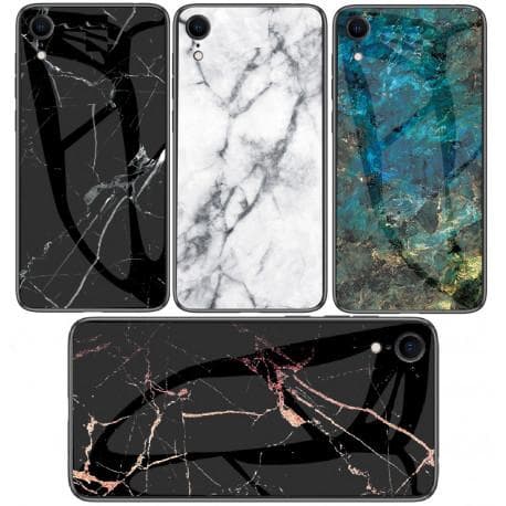 iPhone XR Marble Shell 9H hærdet glas bagside glas bagside V2