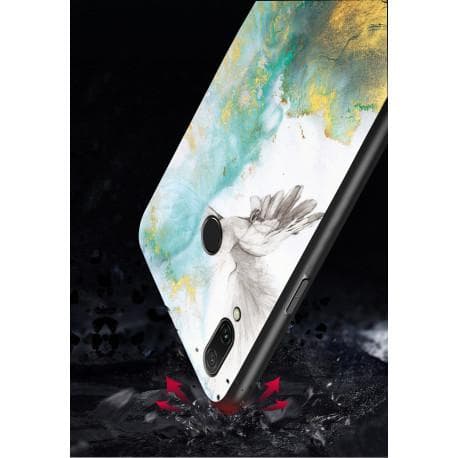 Xiaomi Redmi Note 7 Marble Shell 9H hærdet glas bagside glas bagside V2