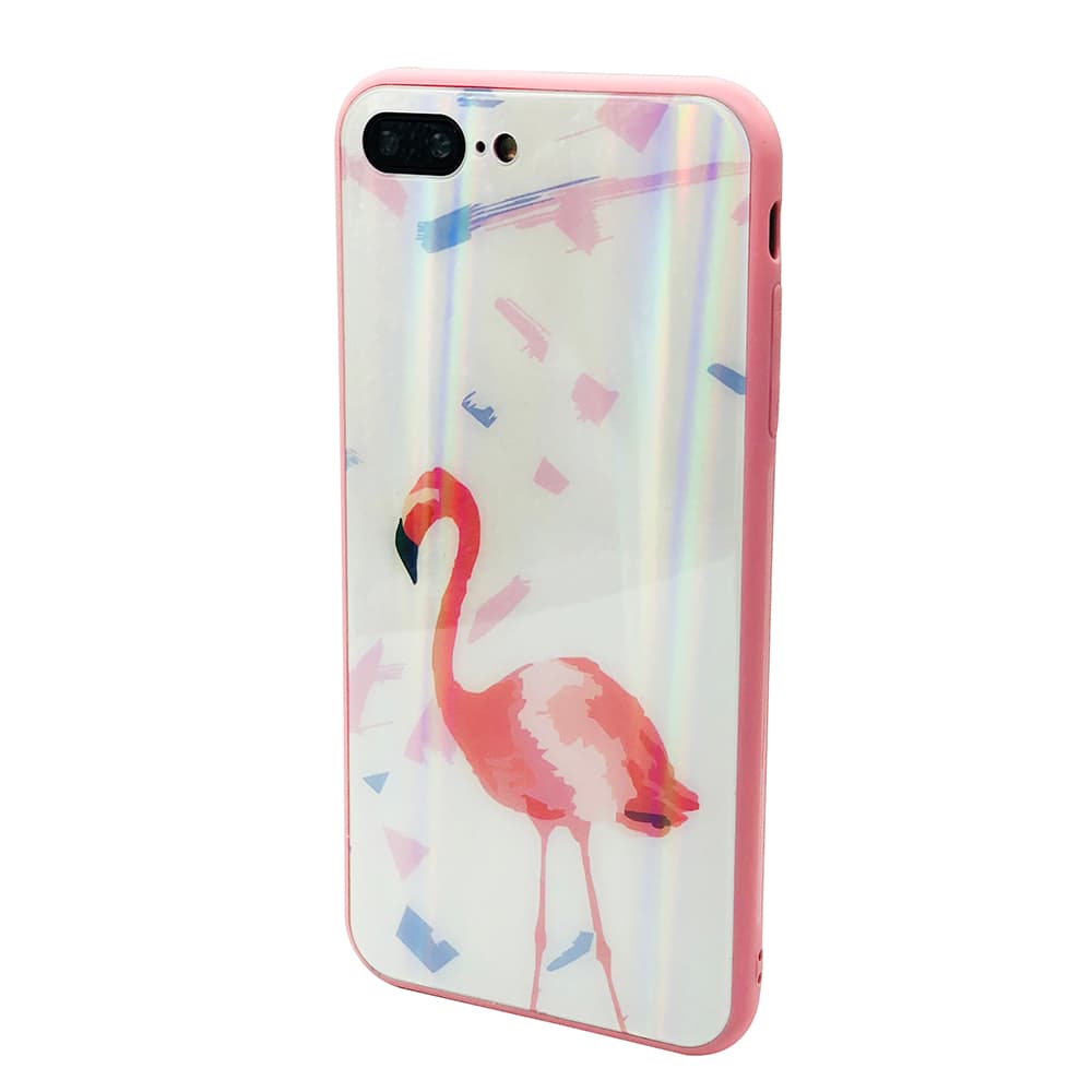 Elegant Skyddskal för iPhone SE 2020 (Härdat glas) Flamingo