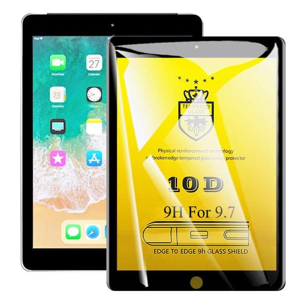 2 st  härdad glas för Ipad 9,7" 10D svart