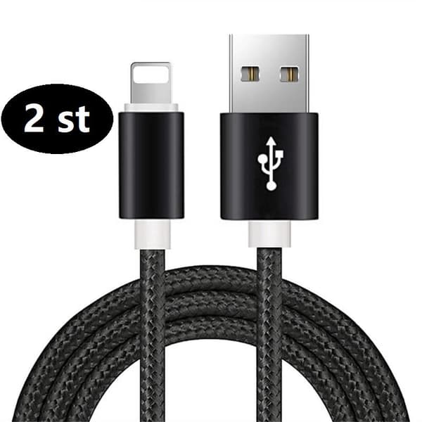 2 st färgade 3 m iphone kabel svart