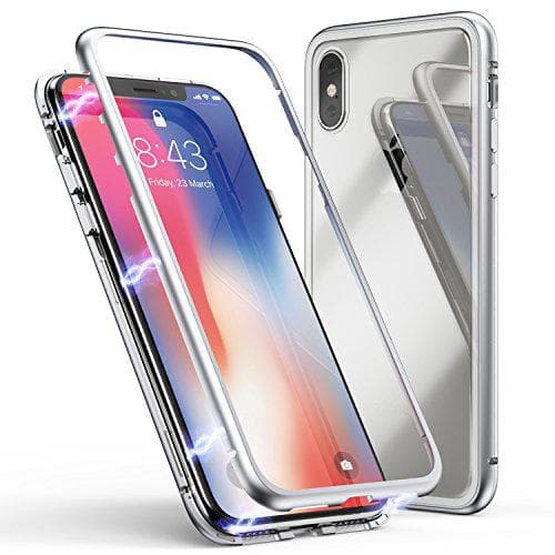 magnet fodral med härdat glas för iphone Xs max svart