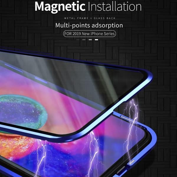 magnet fodral med härdat glas för iphone Xs max svart