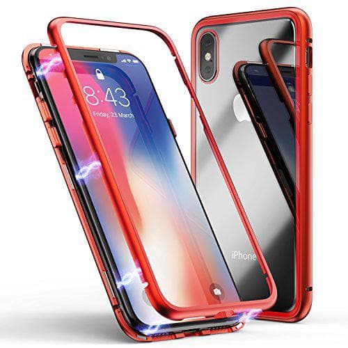 magnet fodral med härdat glas för iphone Xr svart