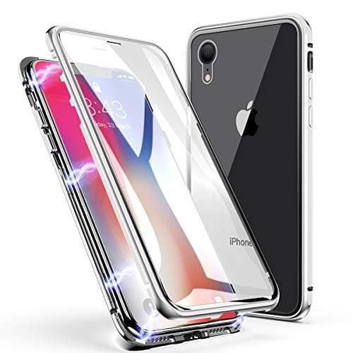 magnet fodral med härdat glas för iphone Xr svart