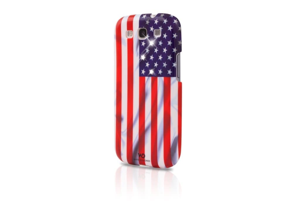 White Diamonds Flag USA, Etui, Apple, Galaxy S III, Blå, Rød, Hvit