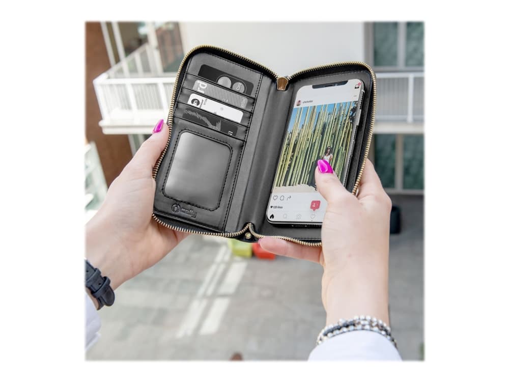 CELLY Venere Universal - Eske for mobiltelefon - fauxlær - svart - 6.5"
