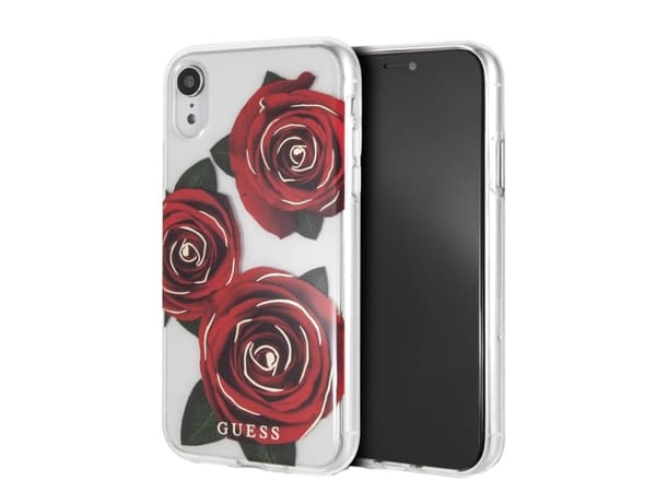 Guess FLOWER DESIRE Collection - Baksidedeksel for mobiltelefon - gjennomsiktig - for Apple iPhone X, XS