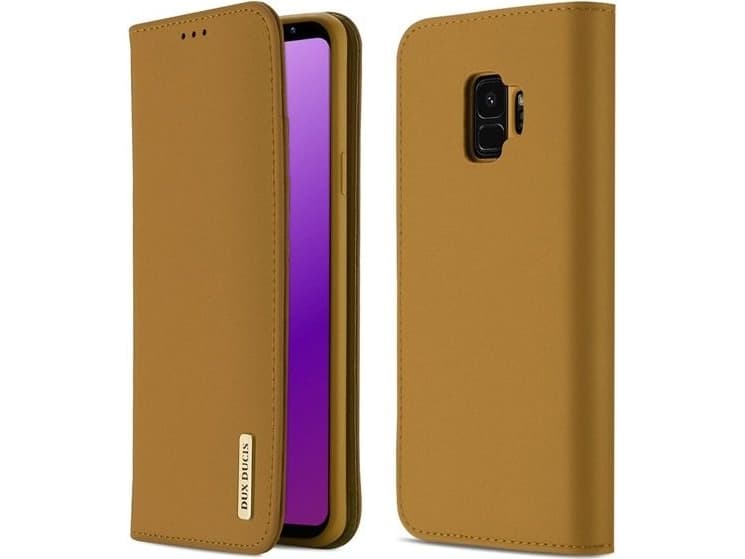 Dux Ducis Wish Magnet Case From The Real Leather For Samsung G960 Galaxy S9 Brown