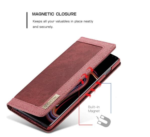 Samsung S10 Plus-fodral,  blandade färgerDenim Splice PU-läder  röd