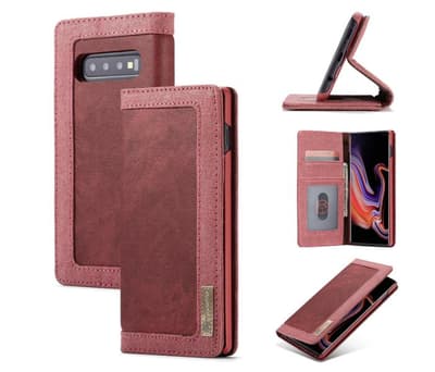 Samsung S10 -fodral, blandade färgerDenim Splice PU-läder röd