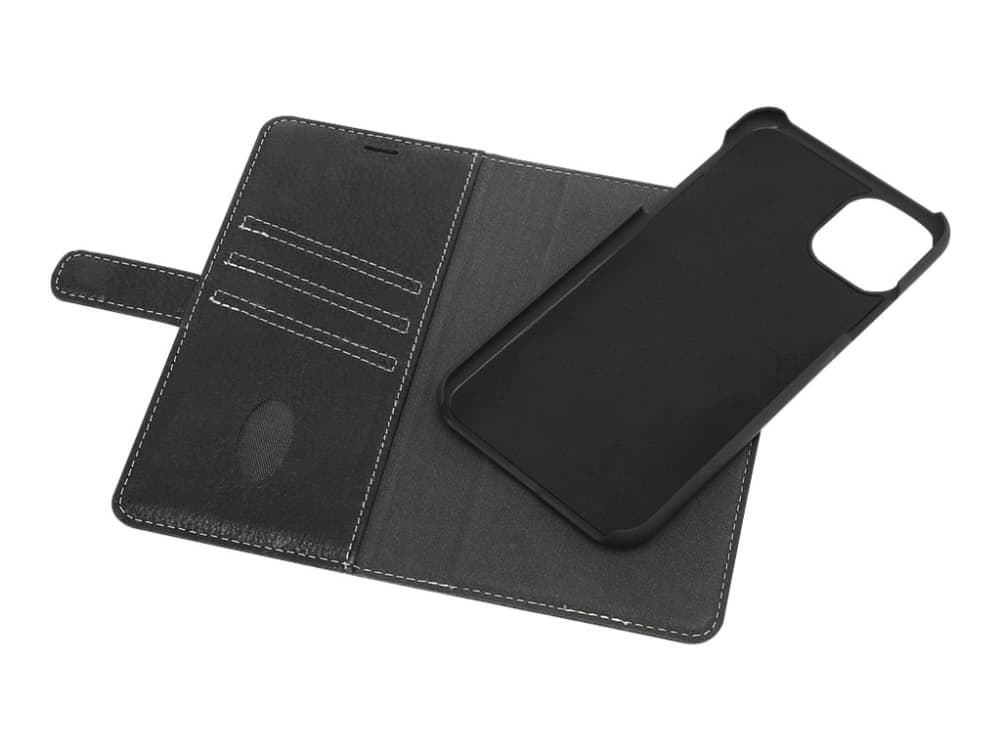 Essentials Wallet Detachable - Lommebok for mobiltelefon - ekte skinn - svart - for Apple iPhone 11 Pro Max