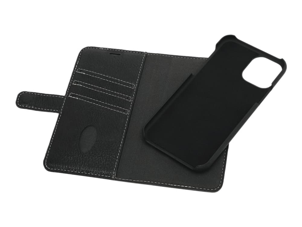 Essentials Wallet Detachable - Lommebok for mobiltelefon - ekte skinn - svart - for Apple iPhone 11 Pro